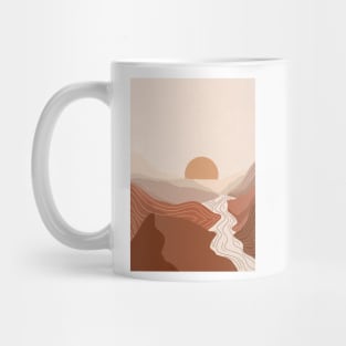 Abstract Bohemian Sunset Painting 6, Abstract Mountains Illustration Mug